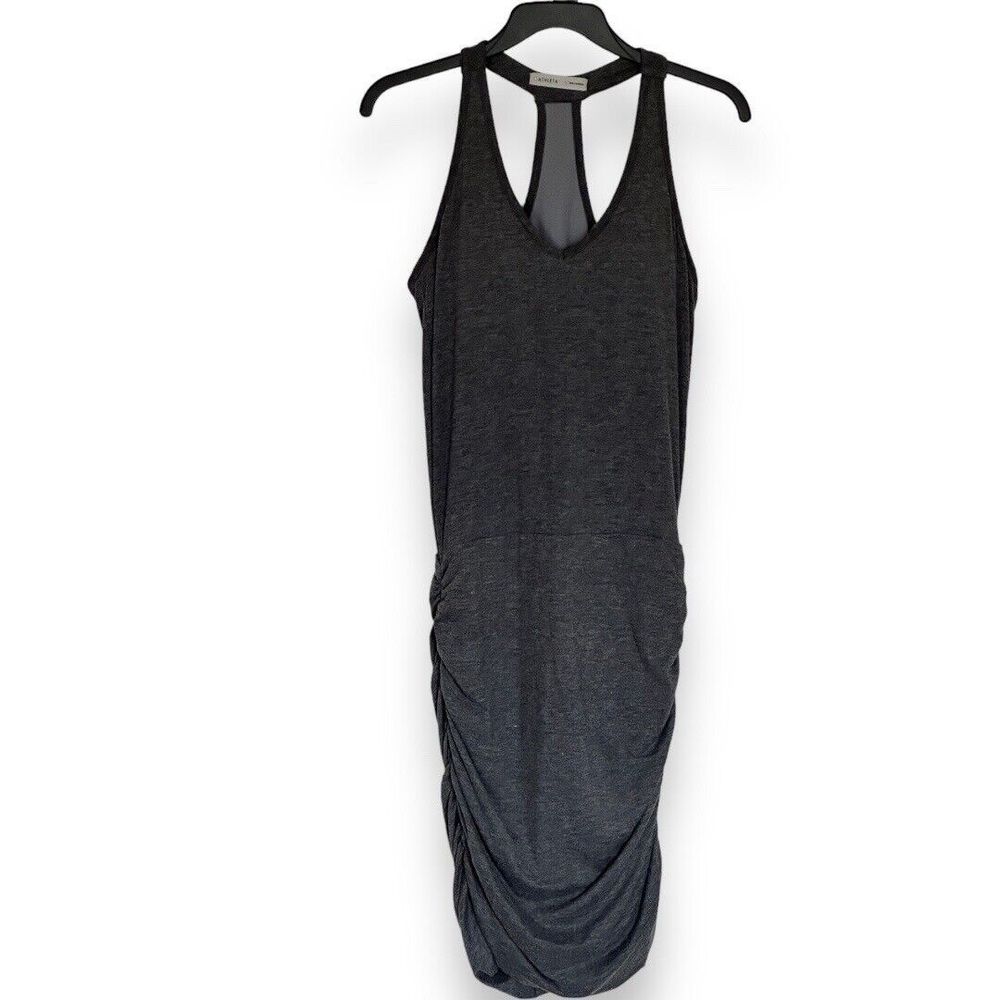 Athleta Dress Womens Small Gray Topanga Sleeveless Tee Ruched Racerback Bodycon
